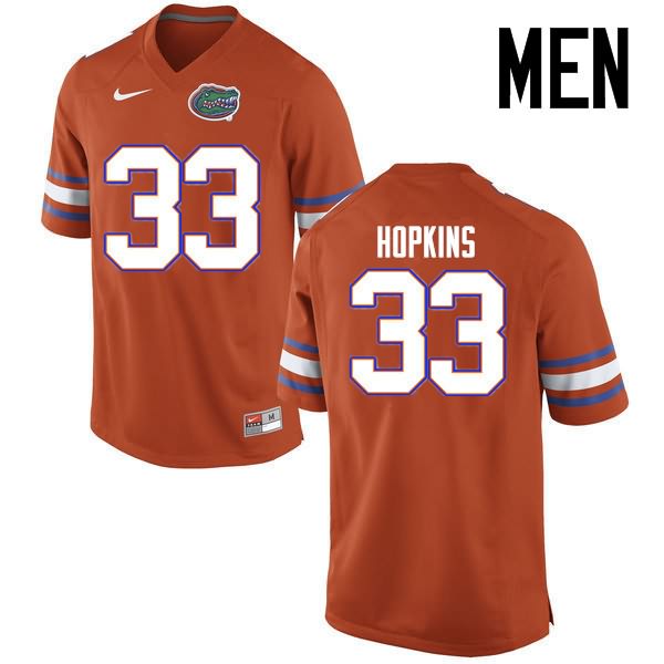 Men's NCAA Florida Gators Tyriek Hopkins #33 Stitched Authentic Nike Orange College Football Jersey QYL6365FB